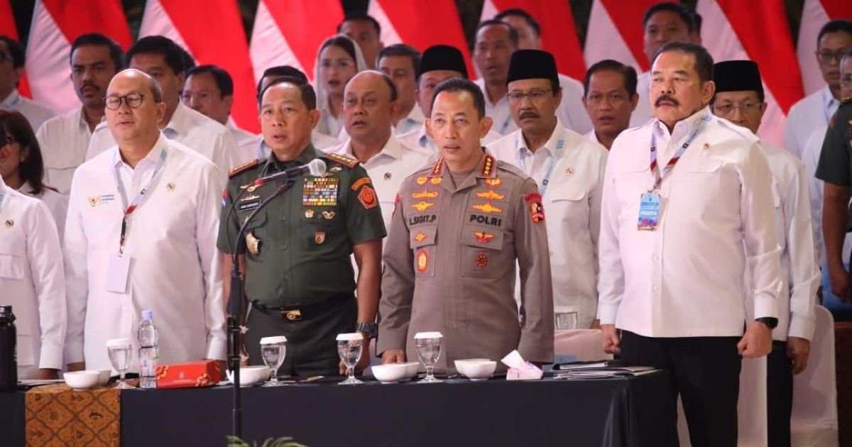 Panglima TNI Jenderal TNI Agus Subiyanto menghadiri Rakornas Pemerintah Pusat dan Daerah Tahun 2026 di SICC, Bogor, Jawa Barat, Senin (2/2/2026).