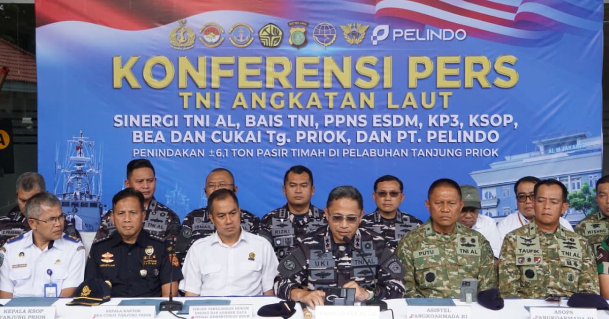 TNI AL Bersama Stakeholder Terkait Berhasil Gagalkan Penyelundupan 6,1 Ton Pasir Timah Ilegal di tanjung Priok