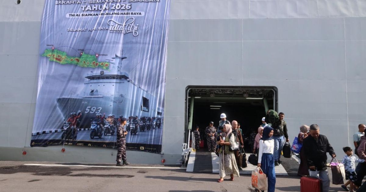 Jelang Hari Lebaran Idul Fitri Mudik Gratis Bersama TNI AL Tiba di Dramaga Surabaya