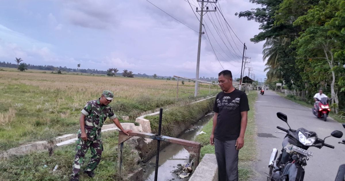 Tinjau Pintu Air Sawah, Babinsa Pastikan Irigasi Lancar Dukung Ketahanan Pangan
