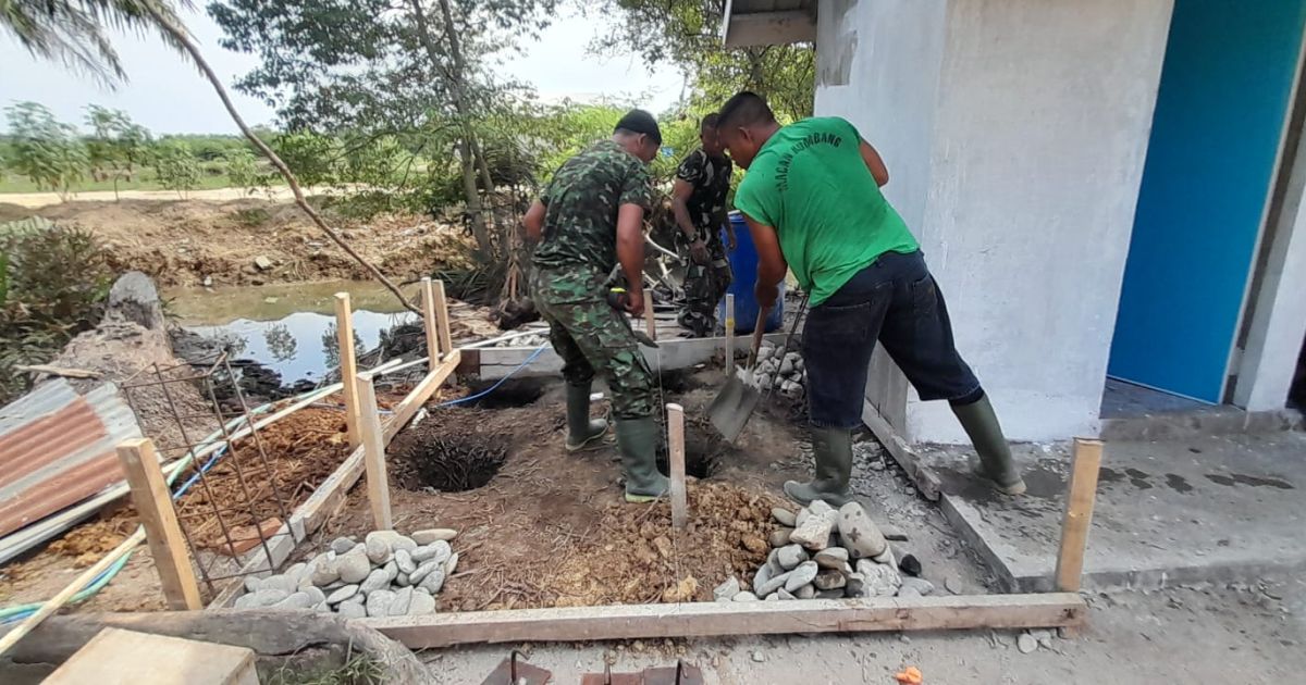 TMMD Ke-128 Hadirkan Air Bersih di Pasar Rawa Gebang